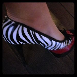Zebra Heels with Red toe