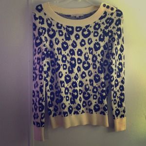 Off white/ Black Cheetah Print Sweater