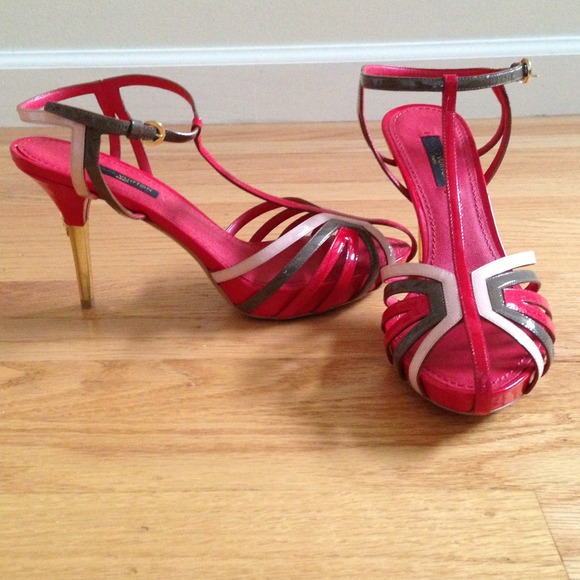 SOLD- Louis Vuitton Marbella T- strap sandals.