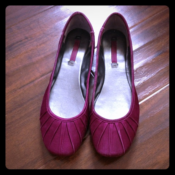 Purple satin flats