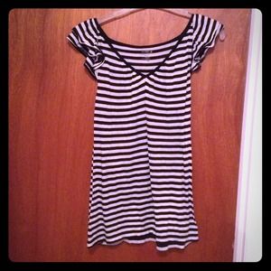 V-Neck black & white dress shirt. NWOT