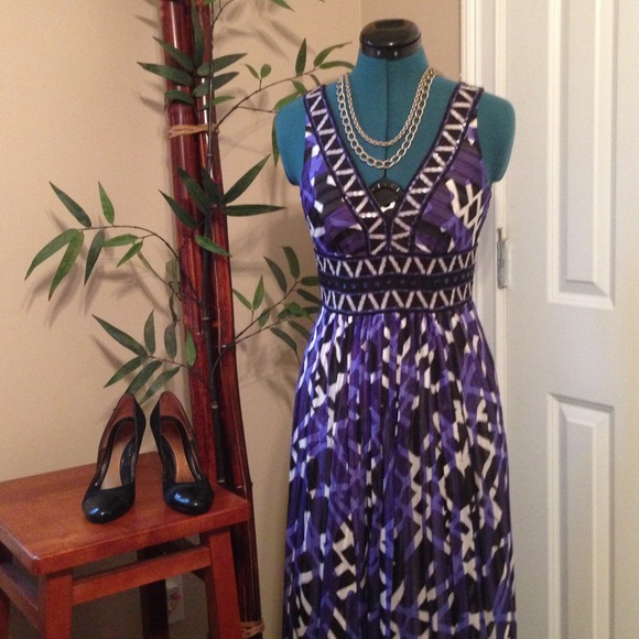 BCBG MaxAzria maxi gown with beading