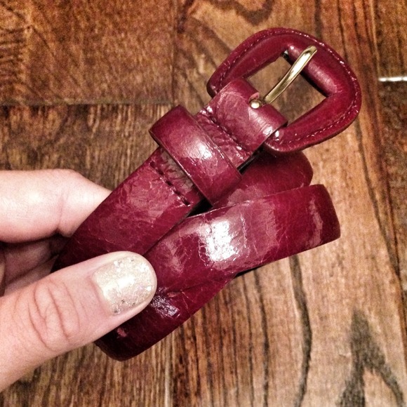 French Connection Red Patent Leather Skinny Belt