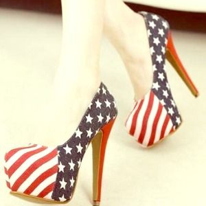 Stars & Stripes Patriotic High Heels Size 7