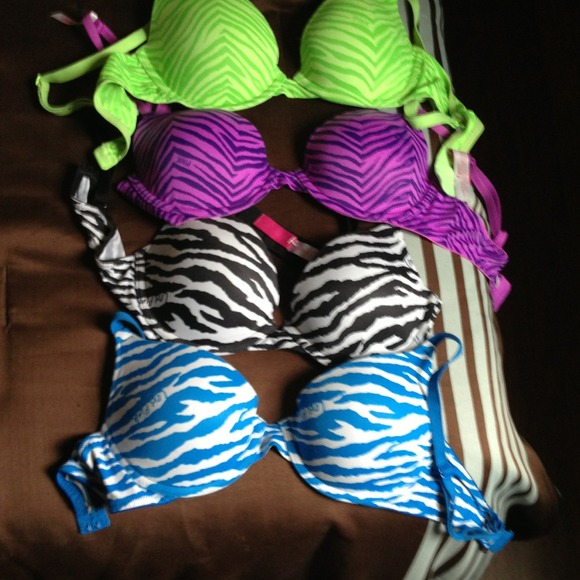 Bundle 4 Victoria Secret Zebra striped Bras 34B