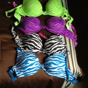 Bundle 4 Victoria Secret Zebra striped Bras 34B