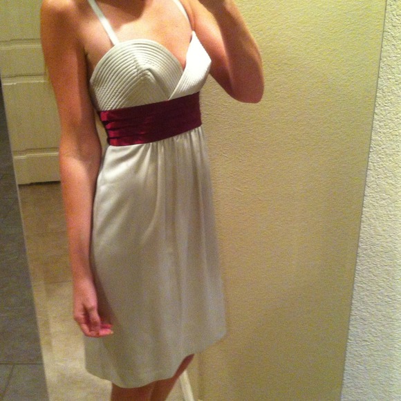 Tan and red dress