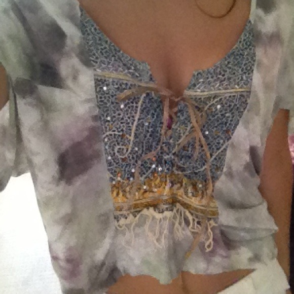 Free people flowy crop shirt