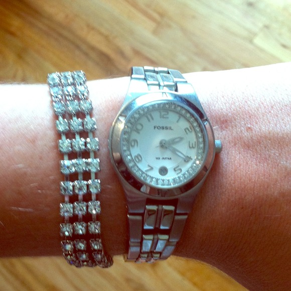 Silver Fossil Watch
