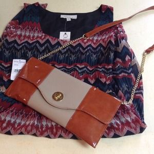 Steve Madden New, orange and taupe clutch