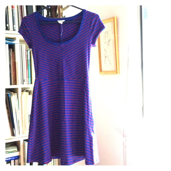 Bright Blue and Red Skater Dress