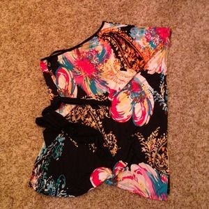 One shoulder black top