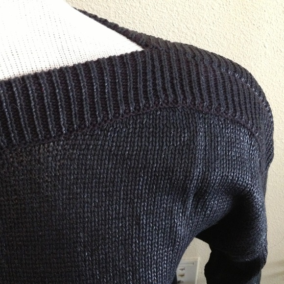 ❌ SOLD - Black waxed hi-lo boat neck sweater - Picture 2 of 4