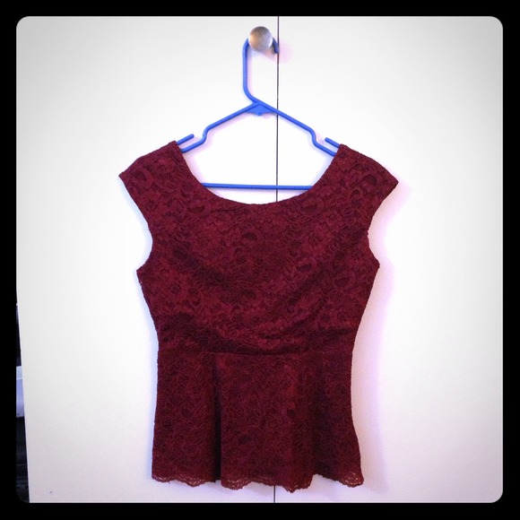Maroon Embroidery Peplum Top