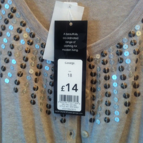 Bolero top in light tan color with matte sequins - Picture 2 of 4