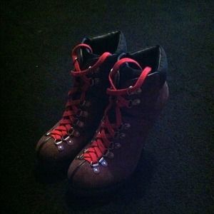 Gray with deep red lace up booties(: