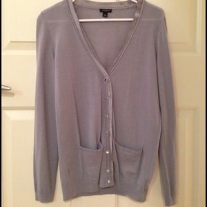 Periwinkle gray cardigan from Ann Taylor