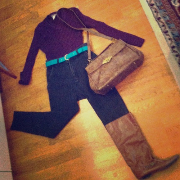 ❌SOLD❌Chunky, dark purple J. Crew sweater
