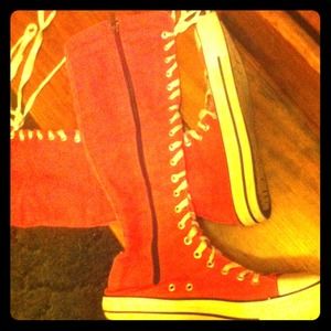 Pink Knee high converse like shoes