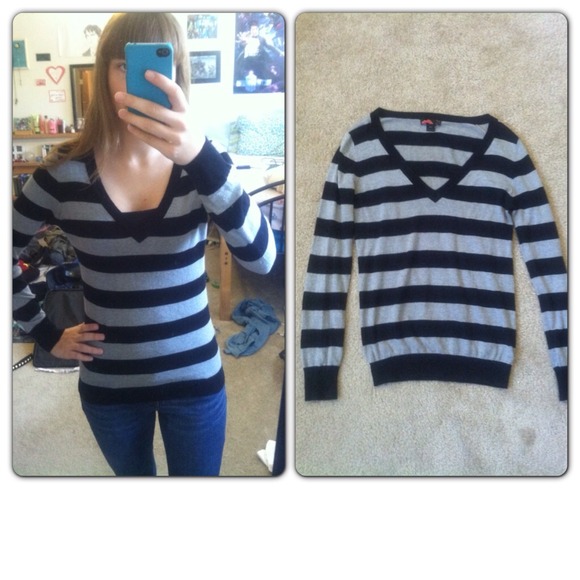 Black and gray striped sweater