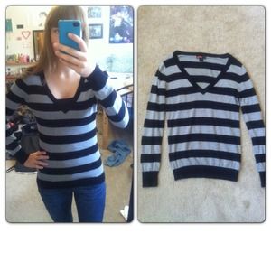 Black and gray striped sweater