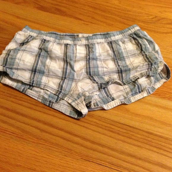 Blue plaid boxer shorts