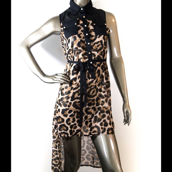 Leopard print button down dress