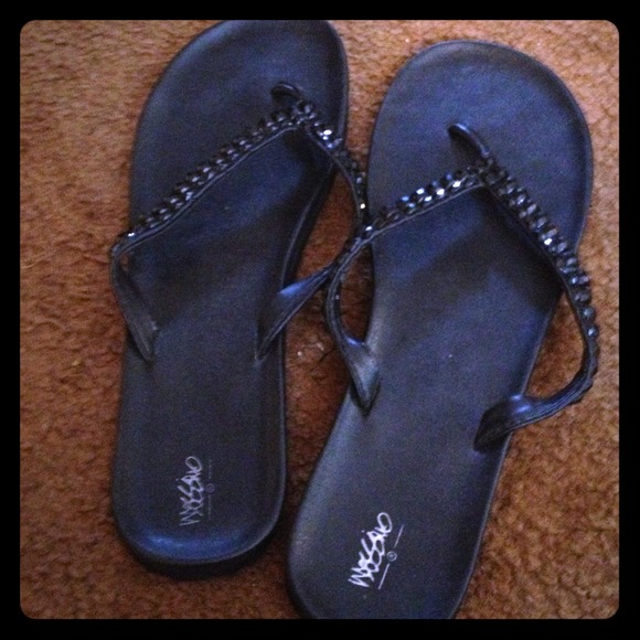 Black rhinestone sandals