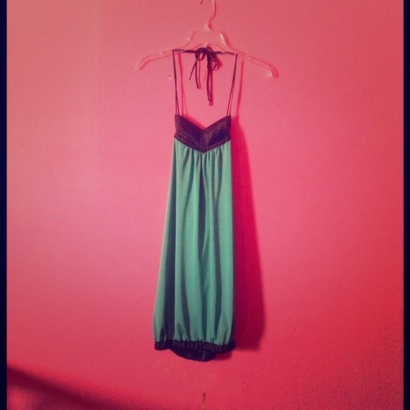 Green and black dress