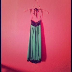 Green and black dress