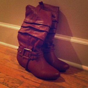 Brown leather boots
