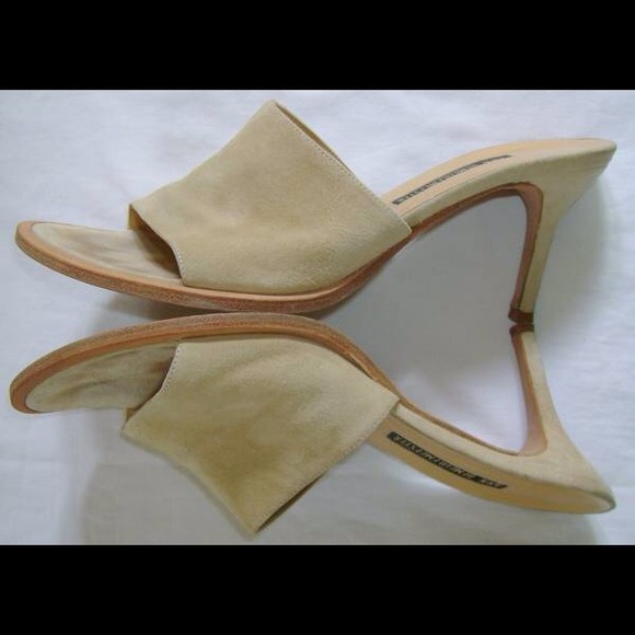 🌀🚫SOLD ❗❗ -Ann Demeulemeester BEIGE SUEDE SLIDE - Picture 2 of 4