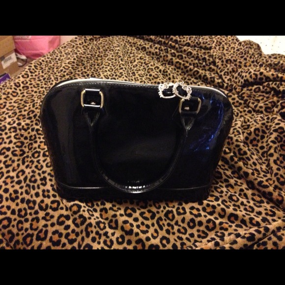 Hello Kitty Black Patent Embossed Tote Bag