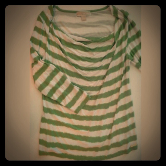 Michael Kors Tops - Michael Kors fresh green and white slinky top