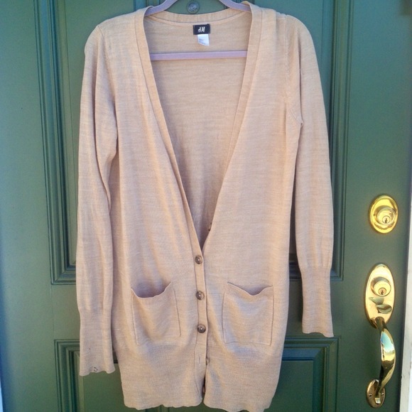 Long tan cardigan!