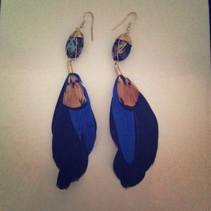 Urban Outfitters black/blue feather earrings