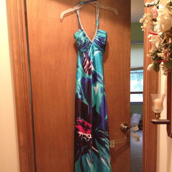 Long fancy blue gown!