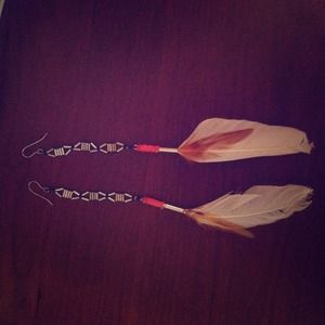 Urban Outfitters long, beaded feather earrings