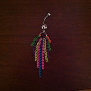Multi-colored chain bellybutton ring