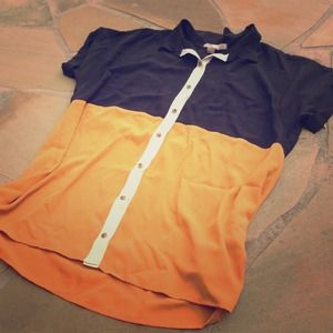 💕SOLD💕Mustard and Black Colorblock Shirt