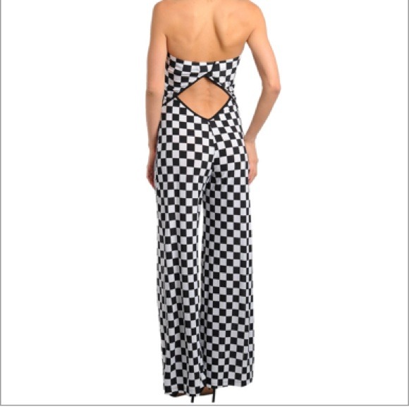 Hot & Trendy Checker Open Back Jumpsuit - Picture 2 of 4