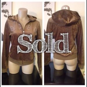 BCBG Rhinestone Velour Hoodie P/L Small