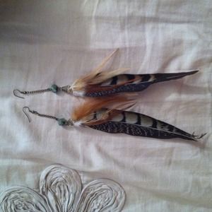 Urban Outfitters brown feather earrings!