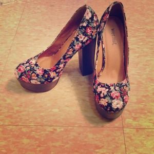 Wet Seal floral platform heels.