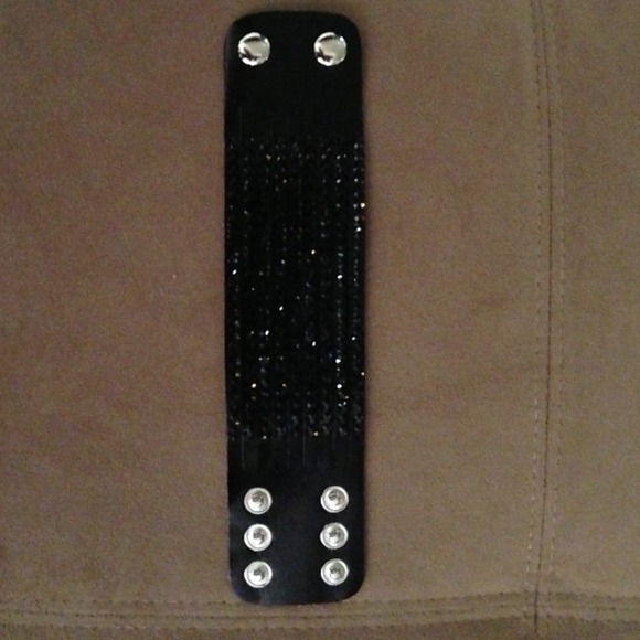 Gorgeous black leather and crystal cuff bracelet.