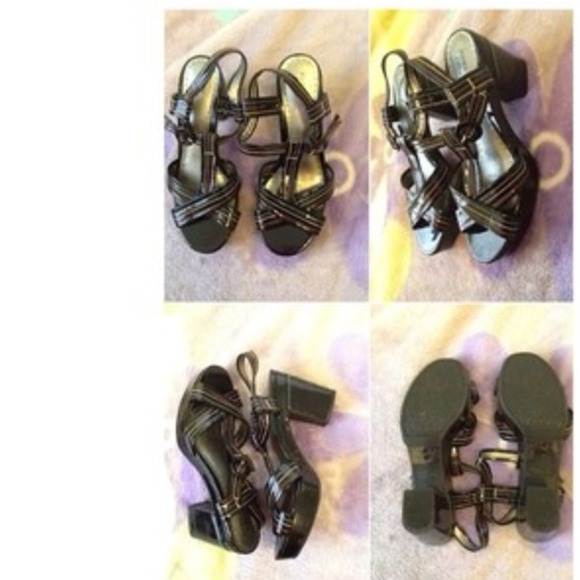 Black, colorful line heels. Never used