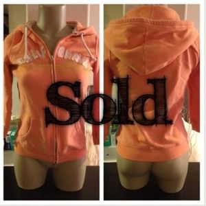 Orange Hollister 3/4 Sleeve Hoodie