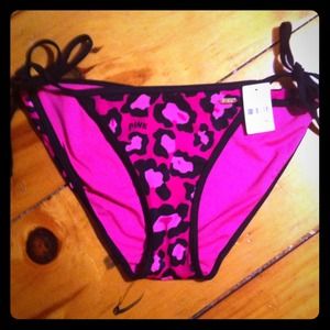 PINK Pink Leopard Swim Bottoms NEW