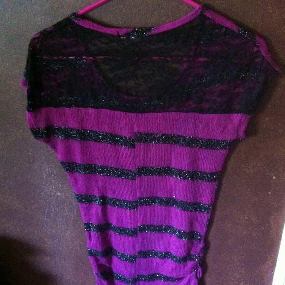 SOLD!!!!  Dark puple and black strip shirt - Picture 3 of 3
