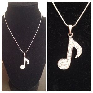 Rhinestone note necklace